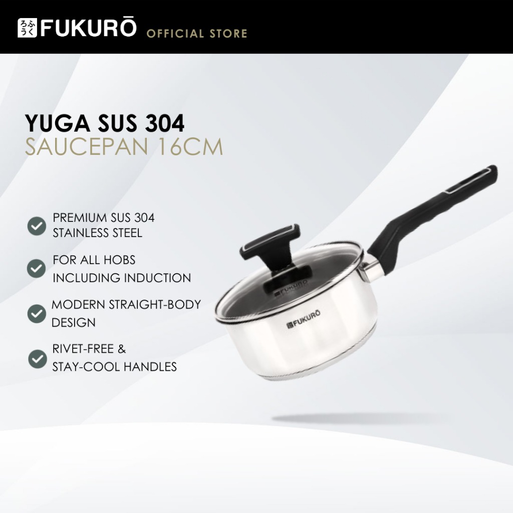 HH 3301 – Fukuro Yuga 304 Stainless Steel Sauce Pan With Lid 16cm – Without Packaging