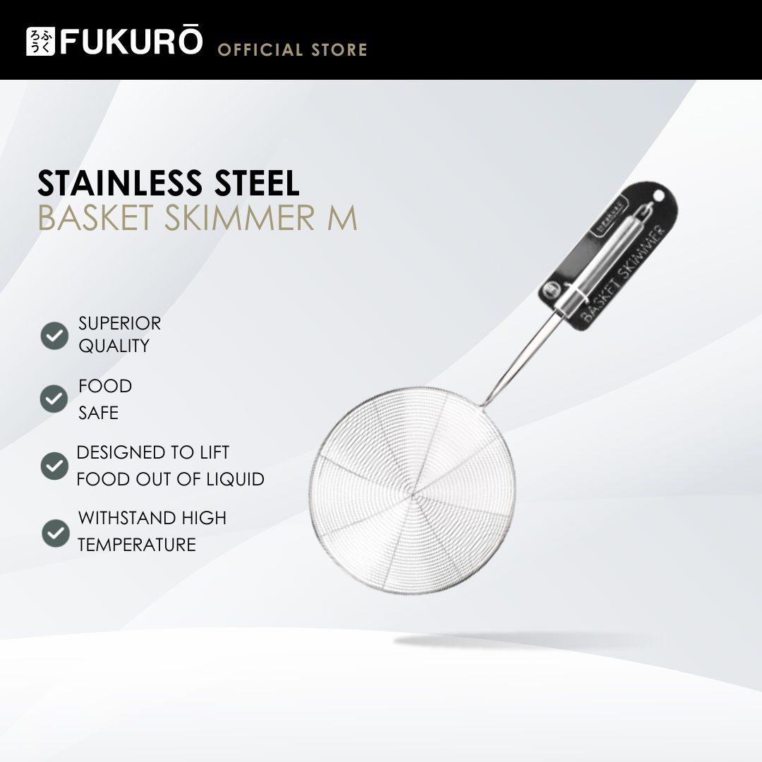 HH 0357 – Fukuro Stainless Steel Basket Skimmer M – With Packaging