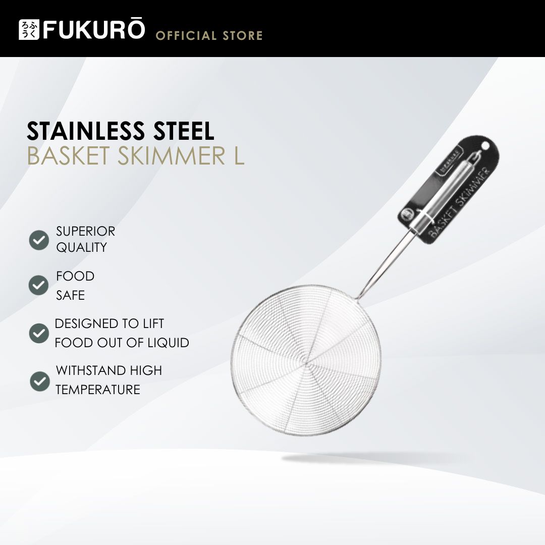 HH 0358 – Fukuro Stainless Steel Basket Skimmer L – With Packaging
