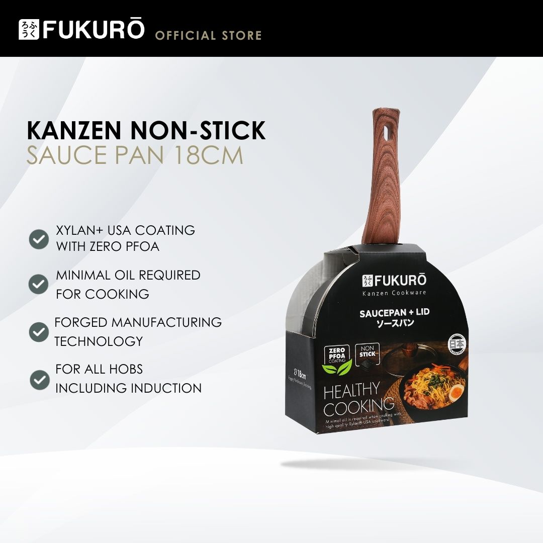 HH 3007 – Fukuro Kanzen Forged Non-Stick Sauce Pan With Lid 18cm – With Packaging