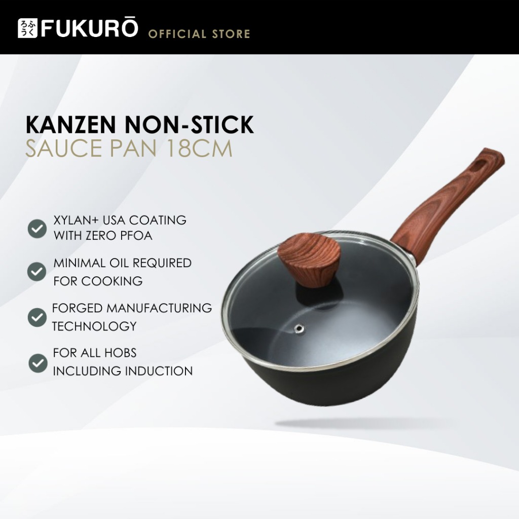 HH 3007 – Fukuro Kanzen Forged Non-Stick Sauce Pan With Lid 18cm – Without Packaging