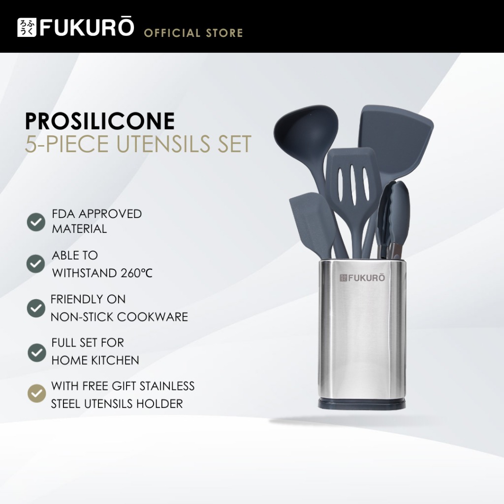 HH 0401 – Fukuro 260 ProSilicone 5-Piece Cooking Utensil Set – Without Packaging