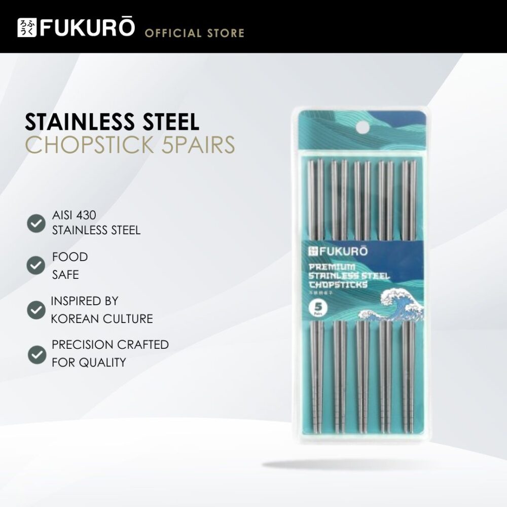 Fukuro Premium Stainless Steel Chopsticks (5 Pairs)