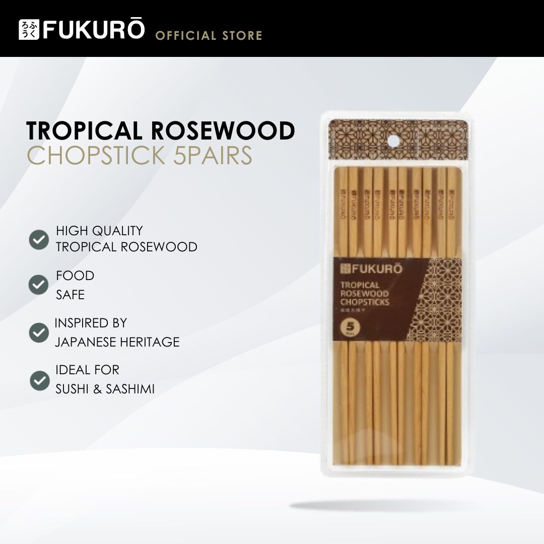HH 0419 – Fukuro Tropical Rosewood Chopsticks (5 Pairs) – With Packaging