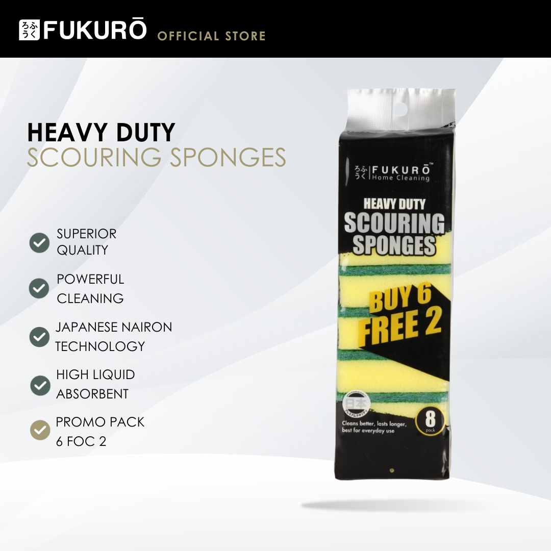 HH 2012 – Fukuro Heavy Duty Scouring Sponges (6 pcs FOC 2 pcs) – With Packaging