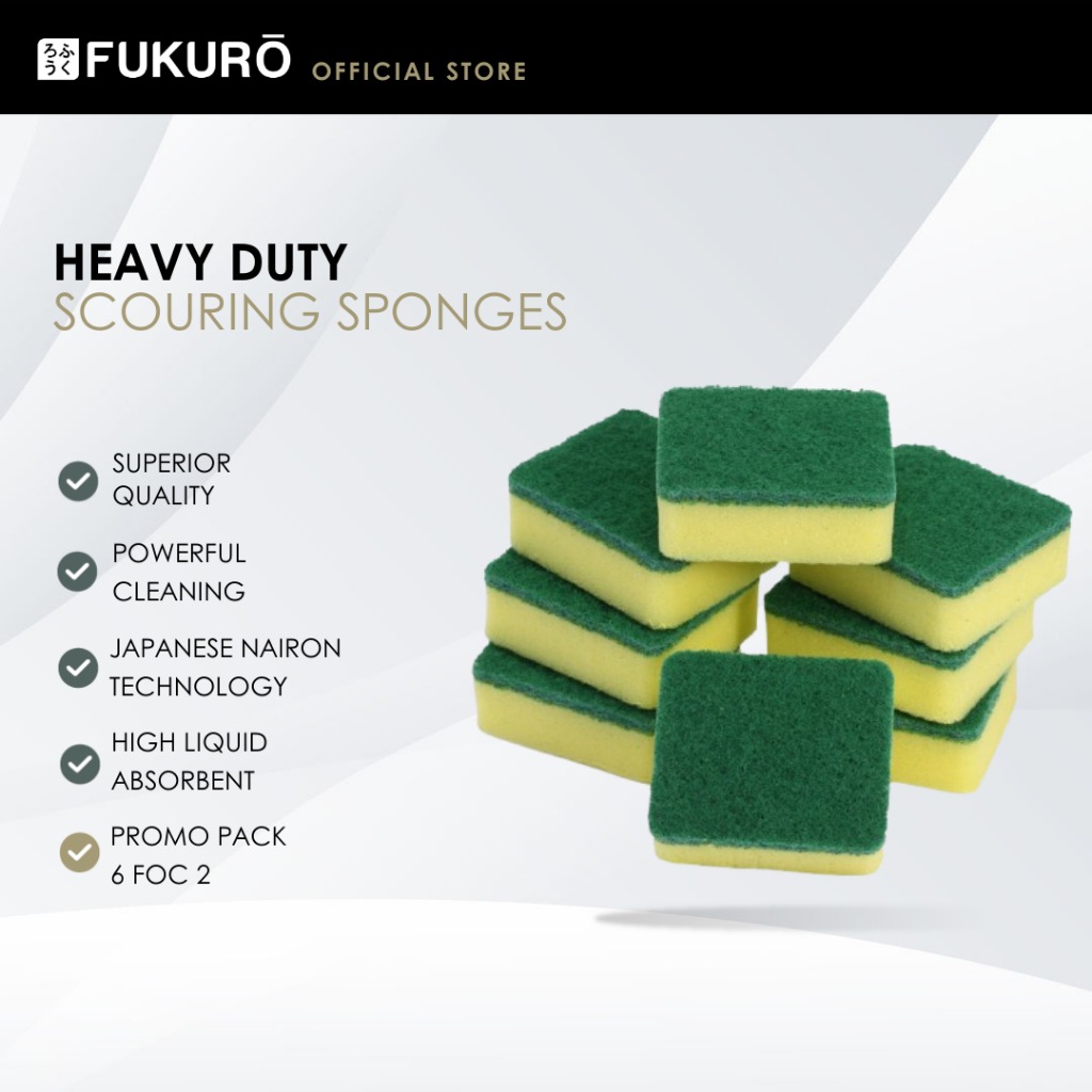 HH 2012 – Fukuro Heavy Duty Scouring Sponges (6 pcs FOC 2 pcs) – Without Packaging