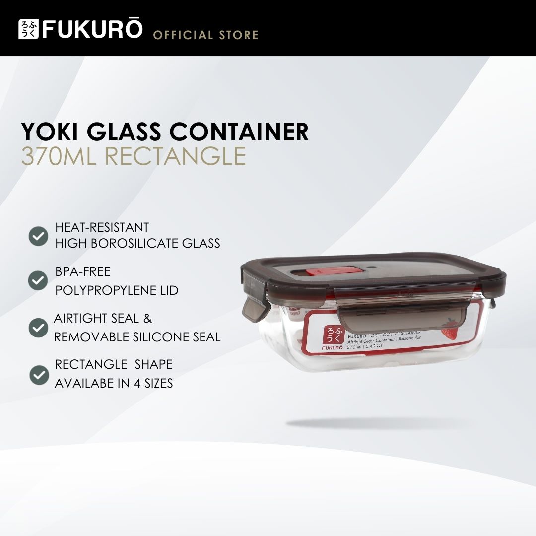 HH 5005 – Fukuro Yoki Borosilicate Glass Container 370ml Rectangle – Close Cover
