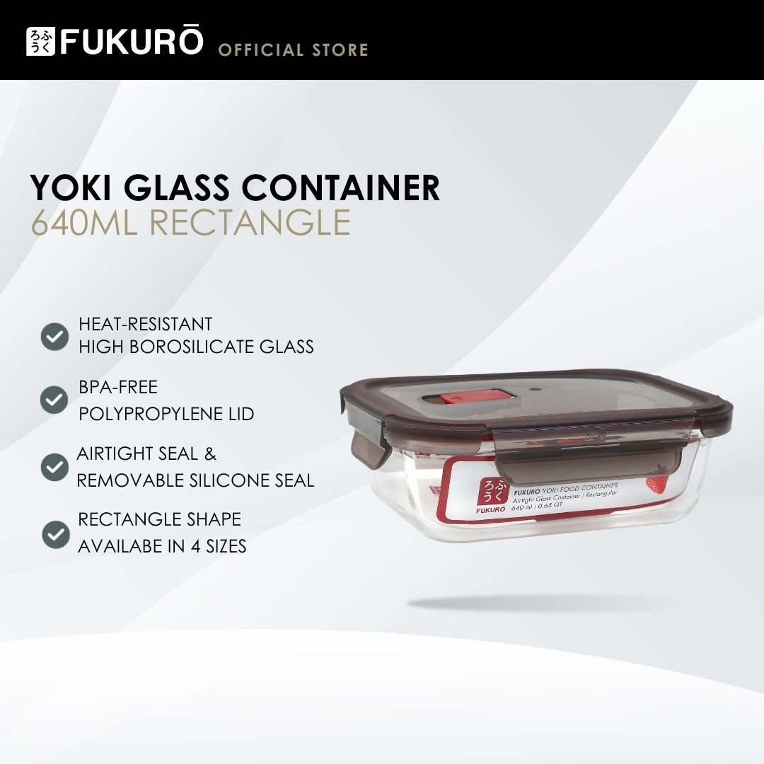 HH 5006 – Fukuro Yoki Borosilicate Glass Container 640ml Rectangle – Close Cover