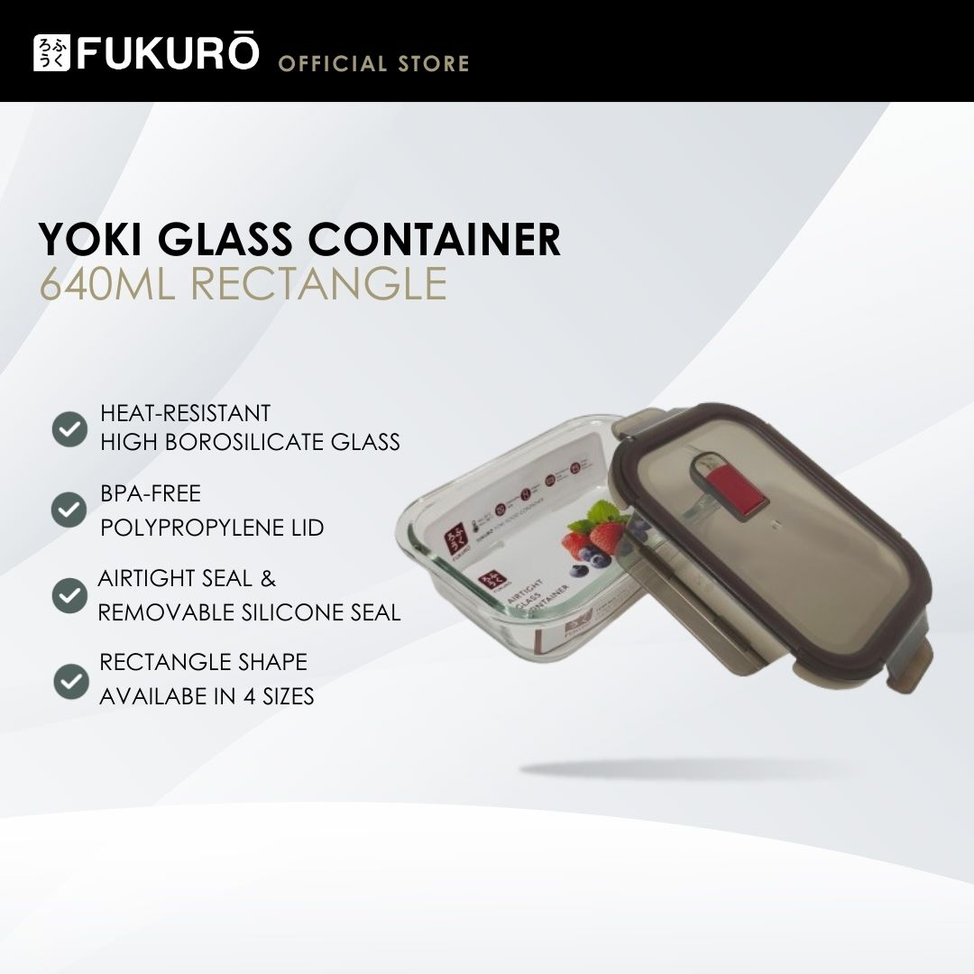 HH 5006 – Fukuro Yoki Borosilicate Glass Container 640ml Rectangle – Open Cover