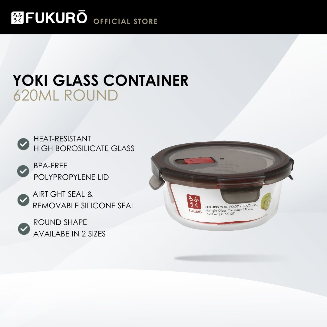 HH 5010 – Fukuro Yoki Borosilicate Glass Container 620ml Round – Close Cover