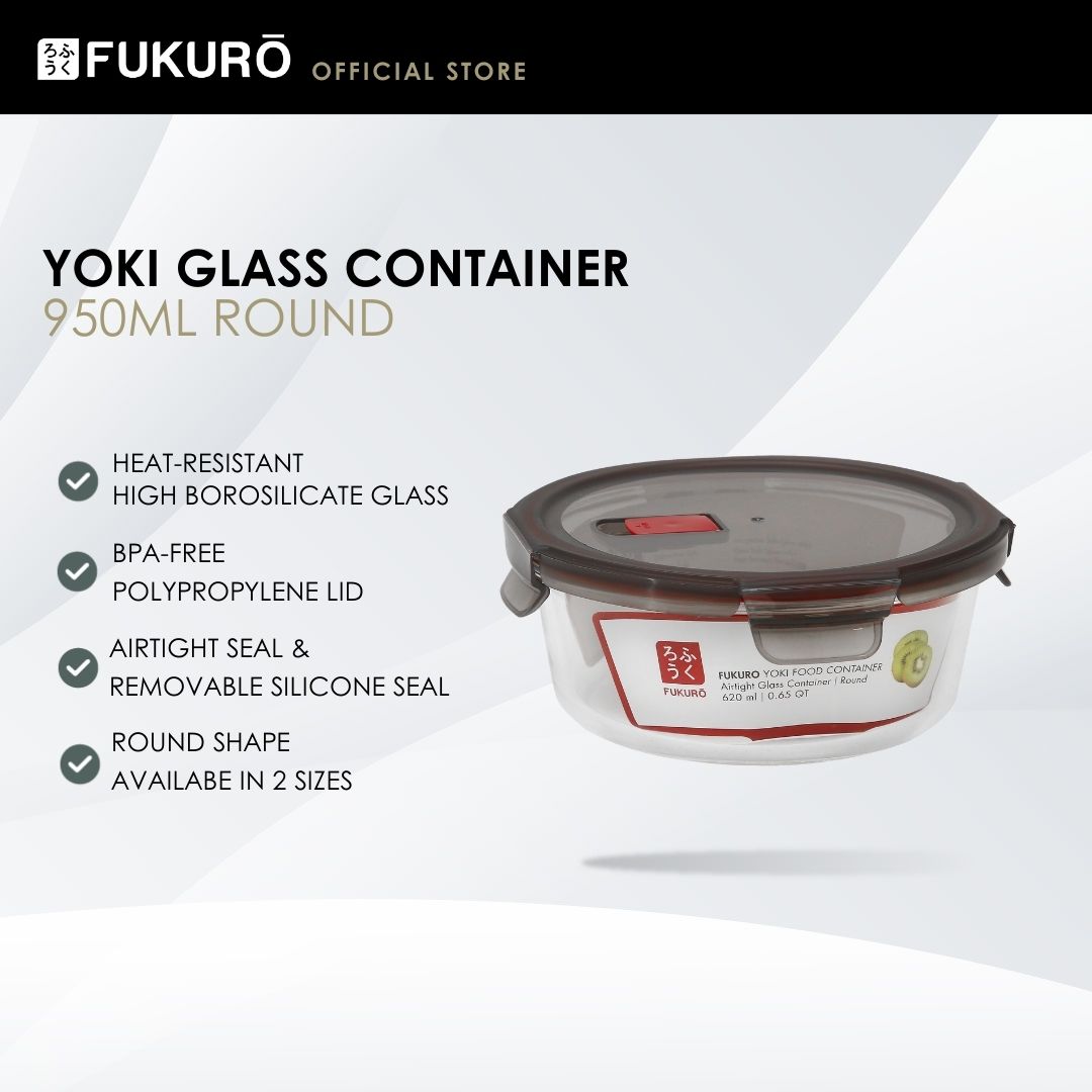 HH 5011 – Fukuro Yoki Borosilicate Glass Container 950ml Round – Close Cover