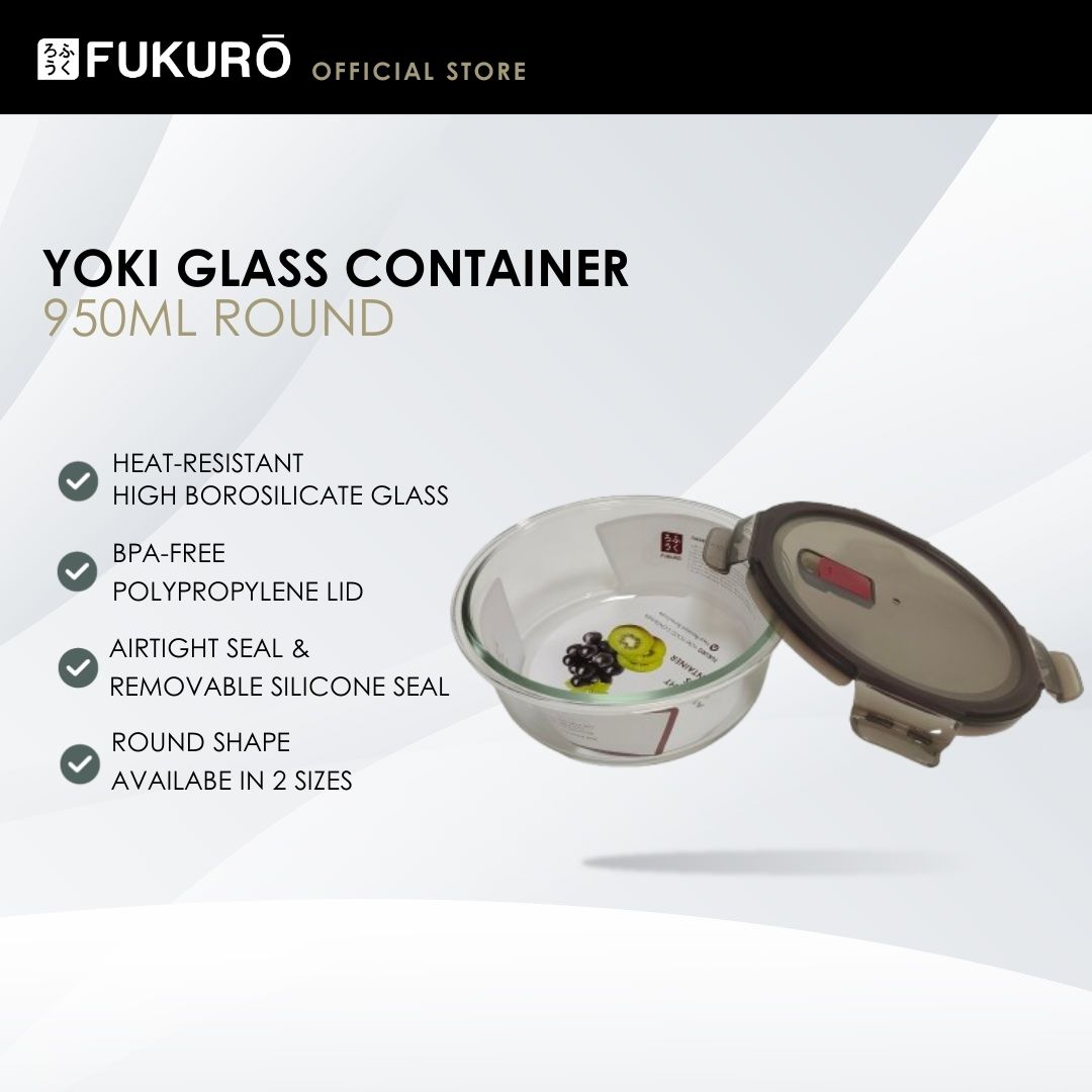 HH 5011 – Fukuro Yoki Borosilicate Glass Container 950ml Round – Open Cover