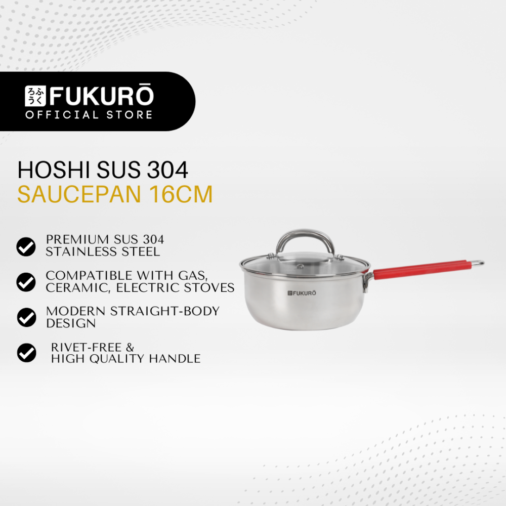Fukuro Hoshi 304 Stainless Steel Sauce Pan With Lid 16cm