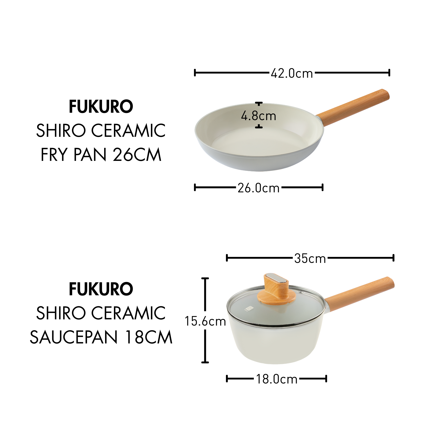 HH 3902 Fukuro Shiro Ceramic Non-Stick Cookware Set (FP26 + SP18)