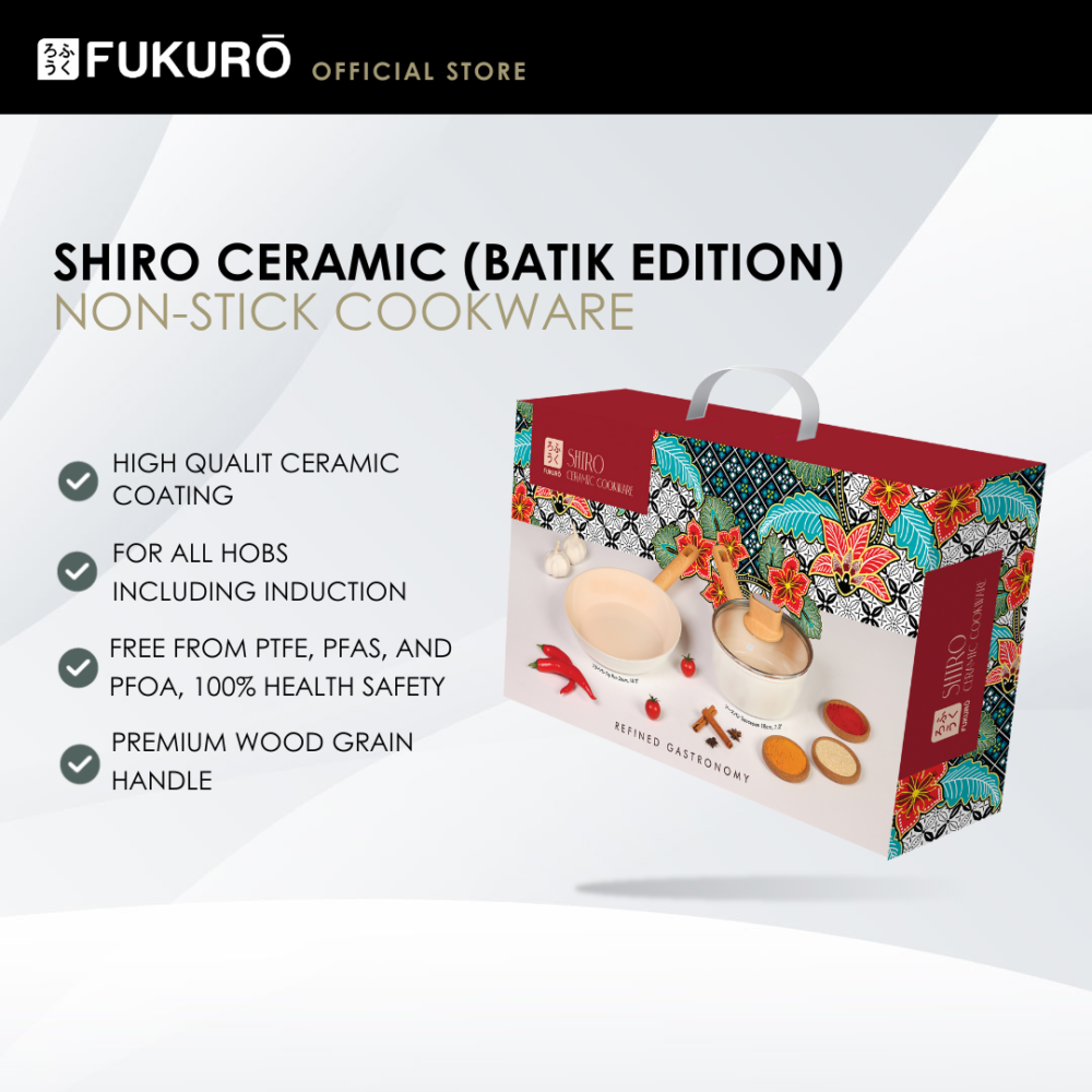 Fukuro Shiro Ceramic Non-Stick Cookware Set (FP26 + SP18) (Batik Edition)